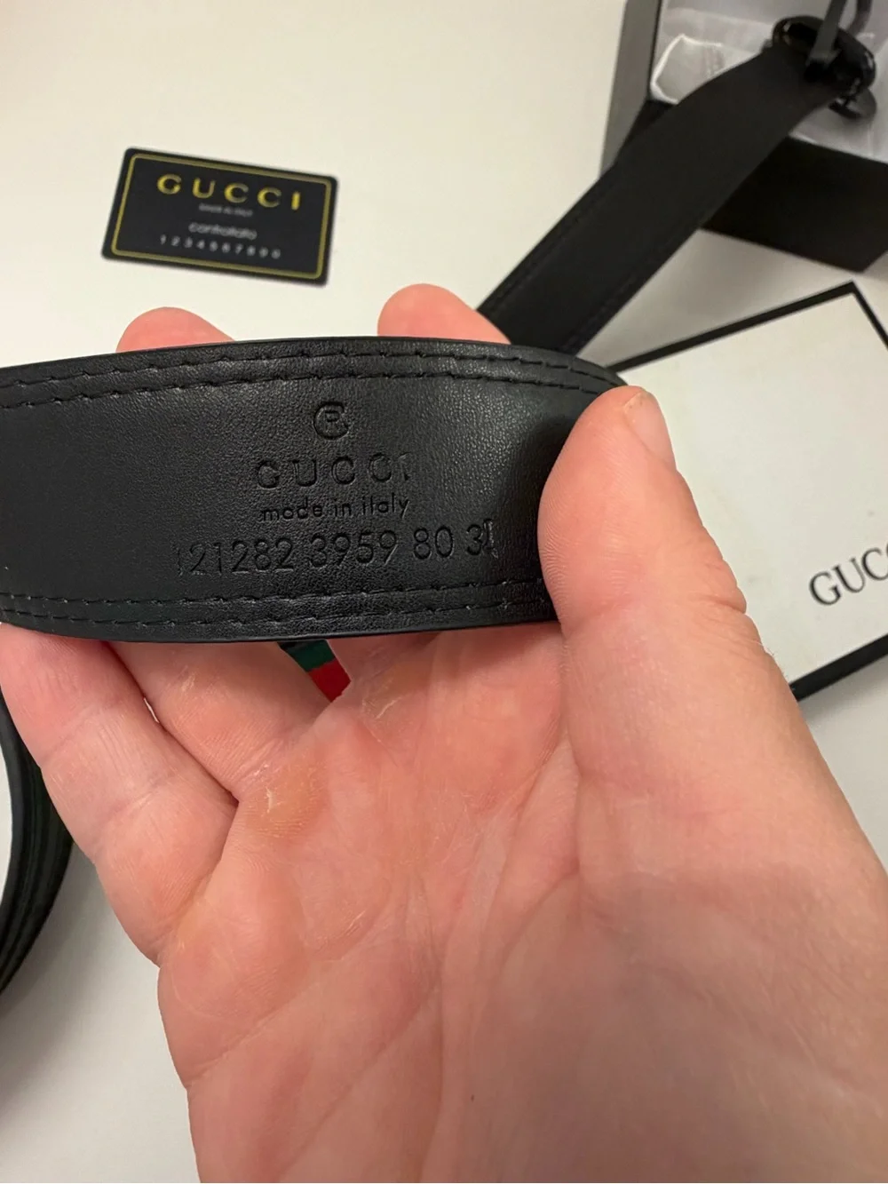 Gucci GG Supreme Web Stripe Belt | Black Leather